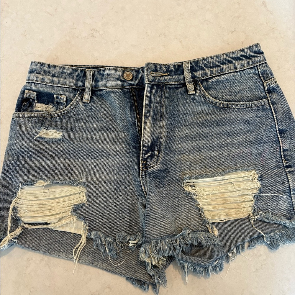 KanCan Light Blue Ripped Jean Shorts